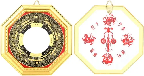 Vista 5 de Espejo chino de Feng Shui, diseñado para ser colgado al aire libre, contrarresta la mala suerte y trae buena suerte, espejo chino de Feng Shui