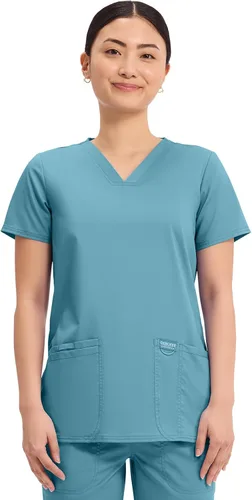 Vista 25 de Workwear Revolution Mujeres Scrubs Top V-cuello WW620 Negro