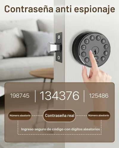Vista 5 de Cerradura de perno electrónico de puerta, perilla de puerta sin llave con teclado, perilla de puerta digital inteligente, auto-bloqueo, 100 códigos
