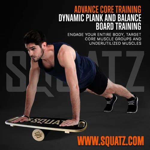 Vista 5 de SQUATZ Tabla de equilibrio de madera, escritorio de pie, tapete antifatiga, equipo de ejercicio con diseño ergonómico y superficie antideslizante