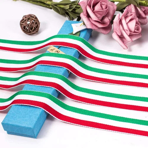 Vista 8 de PH PandaHall Cinta de rayas rojas, blancas y verdes, de 50 yardas, bandera italiana, cinta patriótica, decoraciones navideñas italianas, cintas