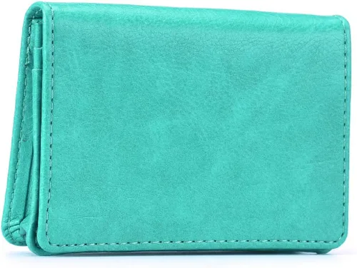 Vista 5 de XEYOU Funda para tarjetas de crédito, tarjetero para tarjetas de crédito, pequeña cartera de bolsillo frontal para mujer, Verde, Moderno