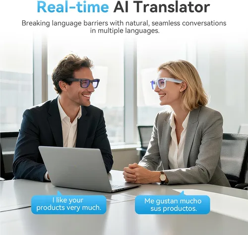 Vista 4 de AI Smart Glasses with Camera,8MP 2K HD Camera Glasses,AI Voice Control,Photo Recognition and Translation,Smart Sunglasses with Bluetooth Call,IP67