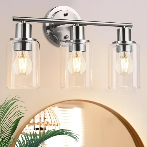 Vista 21 de 2 Light Bathroom Vanity Light Over Mirror - Black and Gold Farmhouse Wall Light for Bathroom Vanity Powder Room, Rustic Gooseneck Barn Style 2 Bulb