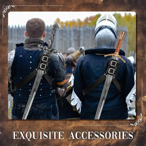 Vista 3 de Back Sword Holster Medieval Sword Holder Frog Negro