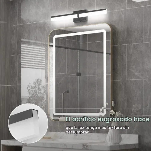 Vista 2 de Tipace Lámparas de baño negras de 24 pulgadas, luces LED modernas sobre espejo (luz blanca, 6000 K)