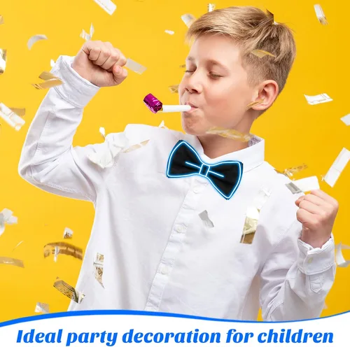 Vista 5 de Hercicy Pajarita iluminada para hombres, corbatín de neón LED, corbatas divertidas, para niños, niñas y mujeres, disfraz de fiesta que brilla