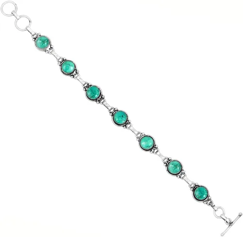 Vista 27 de Round Shape Natural & Synthetic Gemstones Silver Plated Bracelets for Women - Vintage Bohemian Style Handmade Birthstone Adjustable Link Bracelet