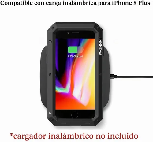 Vista 8 de Lanhiem Funda para iPhone 7 Plus/8 Plus, resistente a los golpes, [Tough Armour], funda de metal con protector de pantalla integrado, funda Negro