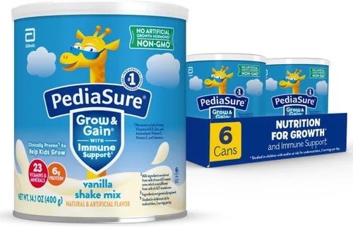 Vista 9 de PediaSure Grow & Gain con apoyo inmunológico, polvo para mezcla de batido, 23 vitaminas y minerales, 6g de proteína, sin OMG, sin gluten, sabor a