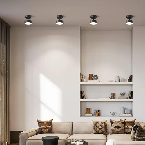 Vista 7 de Moderna lámpara de techo semiempotrada LED redonda de casa de campo, lámpara de techo negro mate para pasillo, comedor, cocina, entrada, vestíbulo