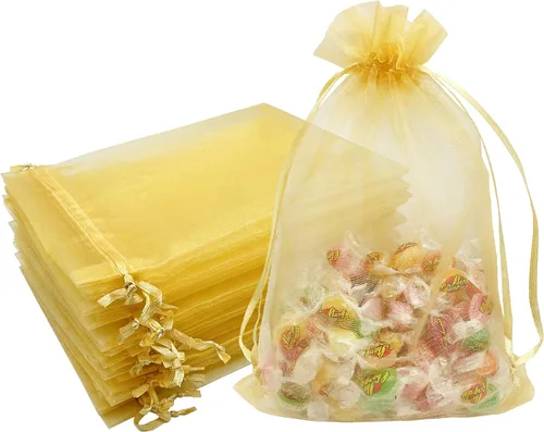 Vista 19 de Jexila 120 bolsas de organza transparente de 5 x 7 pulgadas, bolsas de regalo con cordón de malla pequeñas para joyas, bodas, fiestas, baby shower