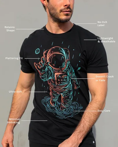 Vista 2 de INTO THE AM Camisetas gráficas de astronauta para hombre S - 4XL