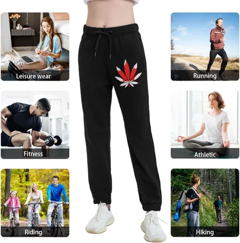 Vista 6 de Canada Flag Weed Leaf - Pantalones deportivos de yoga casuales para mujer