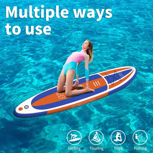 Vista 7 de Bifanuo Tabla de Paddle Inflable con Accesorios SUP y Mochila. Tablas de Paddle para Adultos. Cubierta Antideslizante, Postura Ancha, Aleta