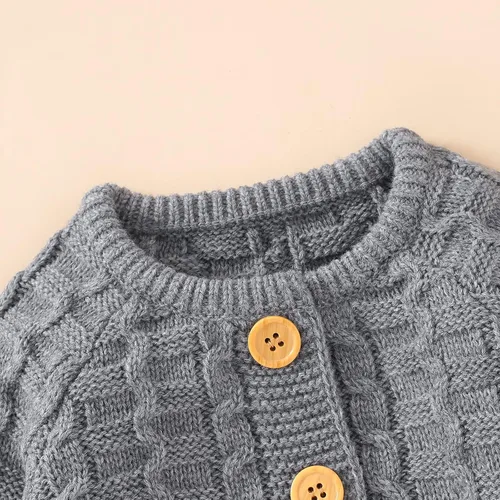 Vista 4 de Sduydiosy Mameluco para bebé recién nacido, ropa de manga larga con botones, lindo traje de invierno para bebé