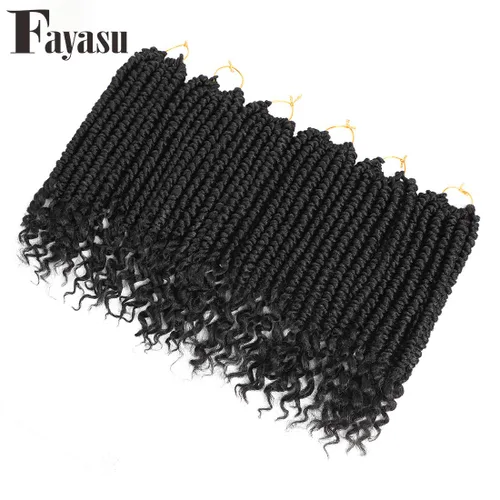 Vista 2 de Pelo de ganchillo senegalés pre primavera trenzado para mujeres negras, pelo sintético Passion Twist trenzado, pelo corto de 12 pulgadas rizado #1B