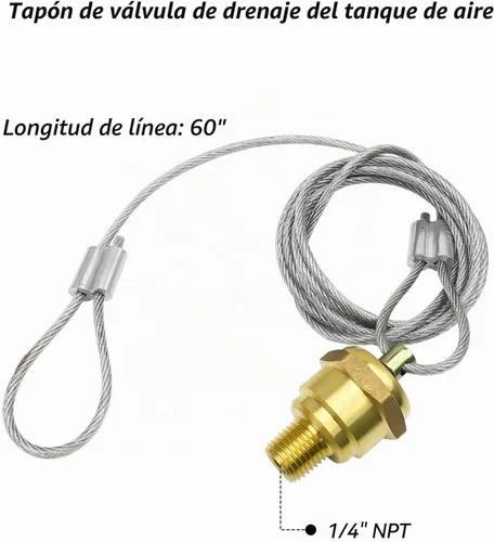 Vista 2 de ¼" válvula de drenaje del tanque de aire NPT con 60" cable para semi