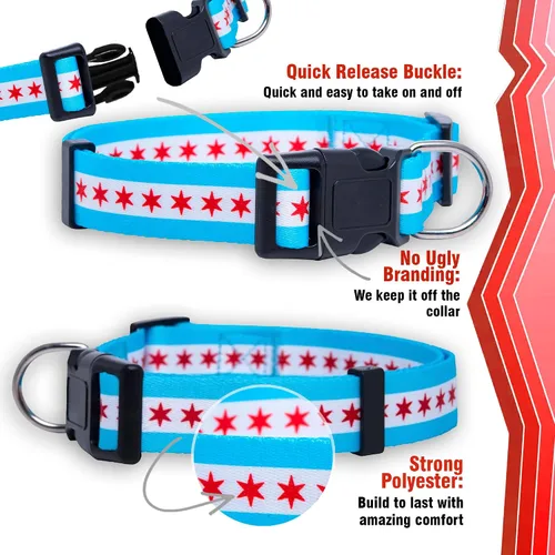 Vista 4 de Native Pup Collar de perro con bandera de Chicago (Chicago, S)