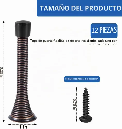 Vista 2 de KISEER - Paquete de 12 topes de puerta de resorte de 3 1/4 pulgadas, tapón de puerta de resorte flexible resistente con puntas de parachoques