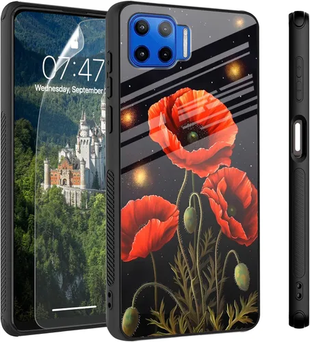 Vista 73 de Funda para Motorola Moto Edge 2022, cubierta trasera de vidrio templado con protector de pantalla, funda protectora a prueba de golpes para Motorola