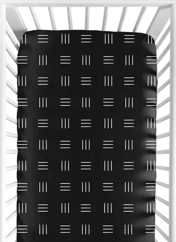 Vista 12 de Sweet Jojo Designs Mini sábana bajera para cuna de niño y niña, color blanco y negro, para cuna, portátil, paquete de cuna y juego, diseño