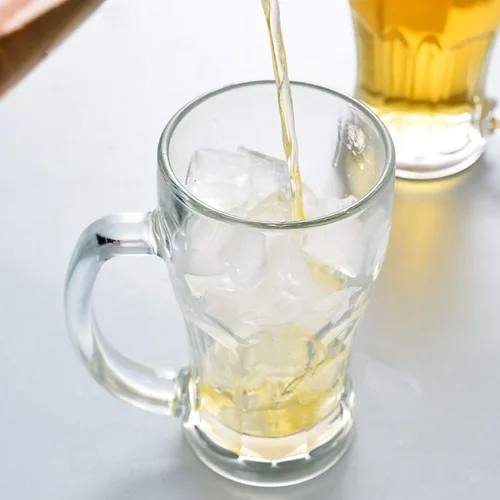 Vista 4 de QAPPDA Juego de tazas de cerveza, tazas de vidrio con asa de 18 onzas, vasos de cerveza grandes para congelador, vasos de cerveza de 17.6 fl oz