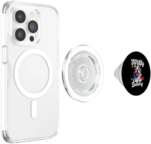 Vista 4 de Bulldog inglés Pop Art I Dog Lover I Splash Art Bulldog PopSockets MagSafe PopGrip para iPhone
