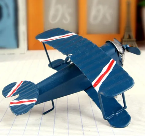 Vista 6 de TOYANDONA Modelo de avión vintage, paquete de 2 juguetes de avión de metal, 3.93 x 3.54 x 1.96 pulgadas, artesanía retro para niños, accesorios