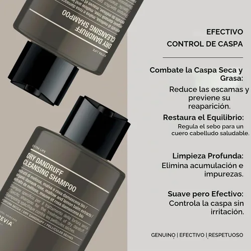 Vista 6 de PREVIA Extralife - Champú limpiador contra la caspa seca Ingredientes orgánicos para el equilibrio del cuero cabelludo Fórmula certificada