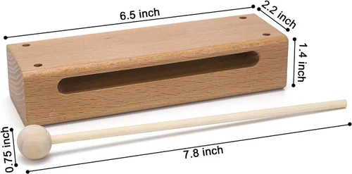 Vista 5 de Instrumento musical de bloque de madera con mazo Bloques de ritmo de percusión de madera maciza
