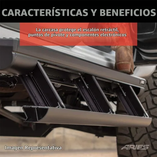 Vista 6 de ARIES 3036571 ActionTrac Estribos Retráctiles Alimentados de 65 Pulgadas, Seleccione Jeep Wrangler JL, Negro