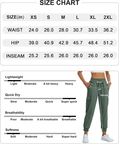 Vista 7 de MoFiz Pantalones cargo para mujer, ligeros, con cintura elástica, pantalones deportivos de senderismo, pantalones casuales de viaje con bolsillo