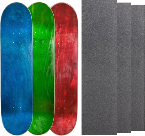 Vista 16 de Cal 7 Tablas de patineta de arce en blanco con cinta de agarre (paquete de 3, combinaciones)