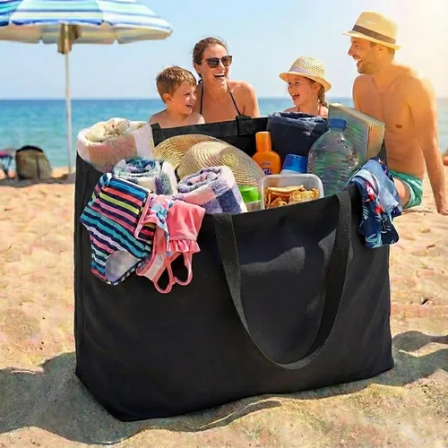 Vista 3 de Bolsa de lona extragrande - La más grande reutilizable para comestibles Premium Big Reusable Grocery Shopping Heavy Duty Sturdy Foldable Flexible