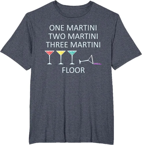 Vista 14 de Funny Bartender One Two Three Martini Floor Cocktail T-Shirt Asphalt Grey