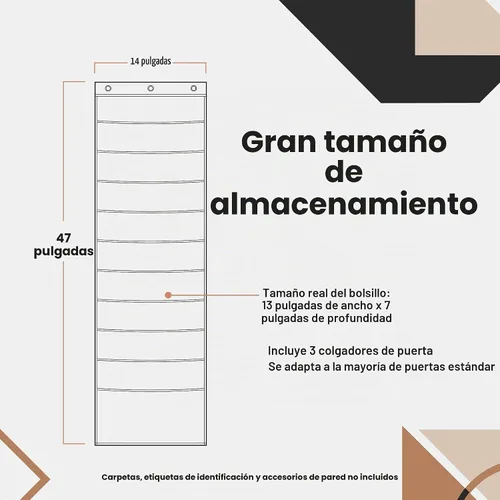 Vista 6 de Hippo Creation - Tabla con compartimentos negra, arcoiris de 10 compartimentos, 3 colgadores incluidos, organizador de pared colgante para carpetas