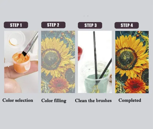 Vista 7 de ArtBud Pintura por números para adultos y niños Fácil para principiantes Flores DIY Pintura acrílica Pintura al óleo sobre lienzo Dibujo Pintura