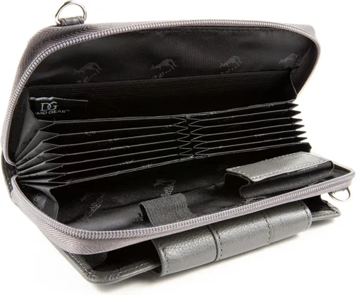 Vista 6 de WalletBe Cartera RFID para mujer, bolso cruzado de cuero con acordeón guijarro