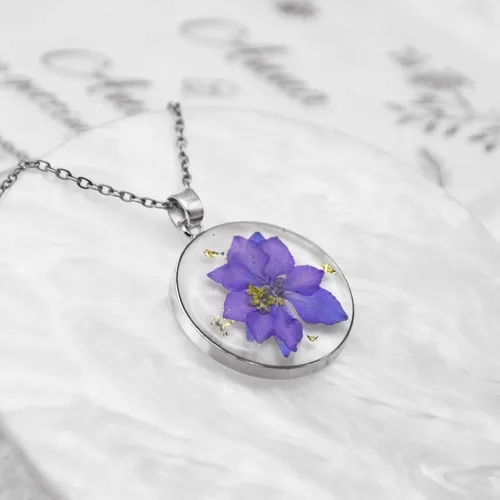 Vista 69 de Pressed Flower Necklace Gift for Women Personalized Handmade Necklaces Birth Flower Necklace