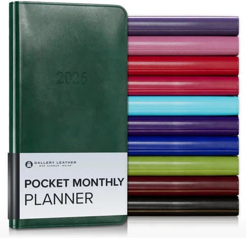 Vista 102 de Gallery Leather Agenda mensual grande 2026-2027 Acadia Navy Acadia Marina