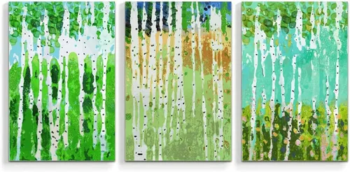 Vista 6 de wall26 3 Panel Canvas Wall Art Silver Birch Pictures Home Wall Decorations for Bedroom Living Room Paintings Canvas Prints Framed - 16"x24" x 3