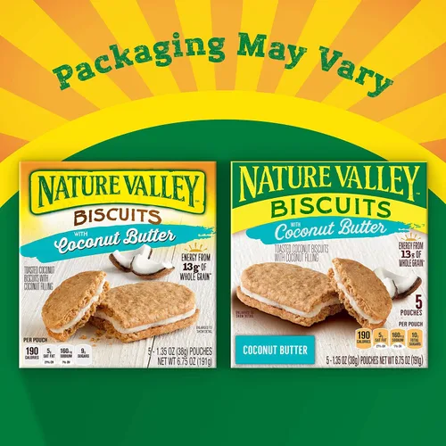 Vista 4 de Nature Valley Sándwiches de galletas, mantequilla de coco, aperitivos, 5 unidades, 6.75 onzas