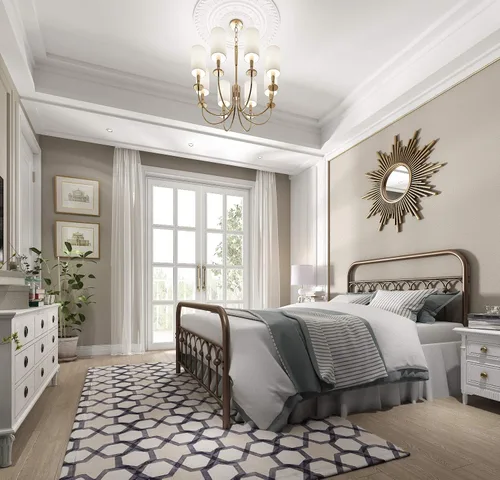 Vista 4 de Marco de cama, somier metálico y resistente, estilo clásico con cabecero 8013G4 80104 6608 6609
