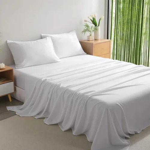 Vista 11 de Juego de sábanas de 3 piezas, sábanas para cama de tamaño individual, rayón derivado del bambú, ropa de cama refrescante y transpirable