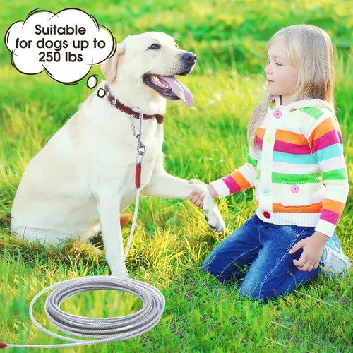 Vista 2 de Cable de amarre para perros de hasta 125/250 libras, correa y cadenas de 10/20/30/50 pies de largo, cable de pasillo para perros pequeños y grandes