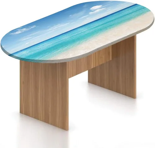 Vista 10 de Mantel ajustable ovalado de poliéster elástico, decoración del océano, paisaje submarino con estampado de peces tropicales, se adapta a mesas