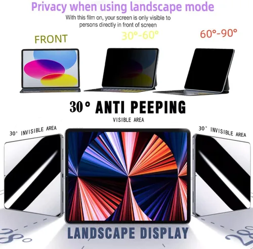 Vista 2 de Protector de pantalla de privacidad para iPad de 10.2 pulgadas (9ª/8ª/7ª generación, 2021/2020/2019), película de vidrio templado antiespía