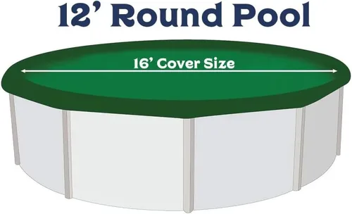 Vista 3 de Supreme - Cubierta de piscina de invierno para piscinas redondas de 12 pies Verde/Negro Fácil de instalar, protección UV y duradera Incluye