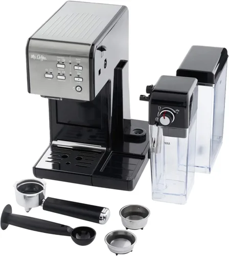 Vista 5 de Mr. Coffee Máquina de café espresso y capuchino de un solo toque en acero inoxidable negro